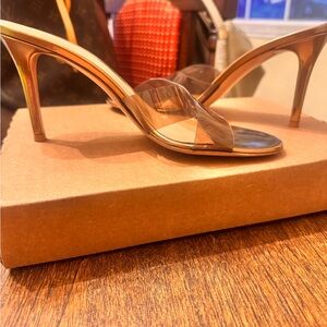 Gianvito Rossi Tan Transparent Strap Heels